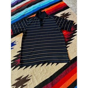 Callaway Polo Shirt Mens Large Black Striped Opti Dri Performance Polyester Golf